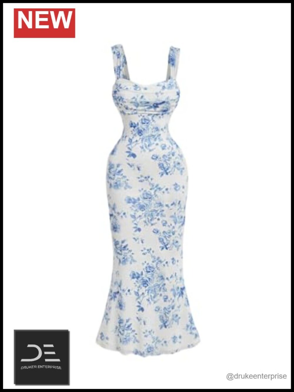 Floral Midi Dress Ruched Mesh Lace Ruffle Hem Sleeveless